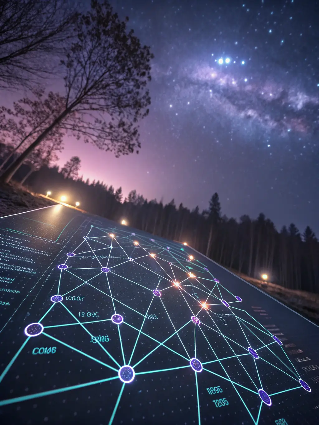 An abstract representation of artificial intelligence, featuring neural networks and data streams, symbolizing AI consulting services.