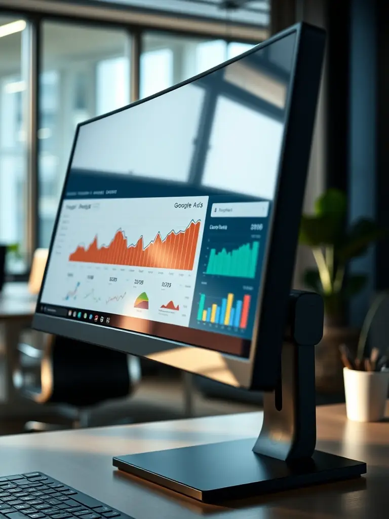 A vibrant image of Google Ads interface showing campaign performance metrics, illustrating Google Ads management services.